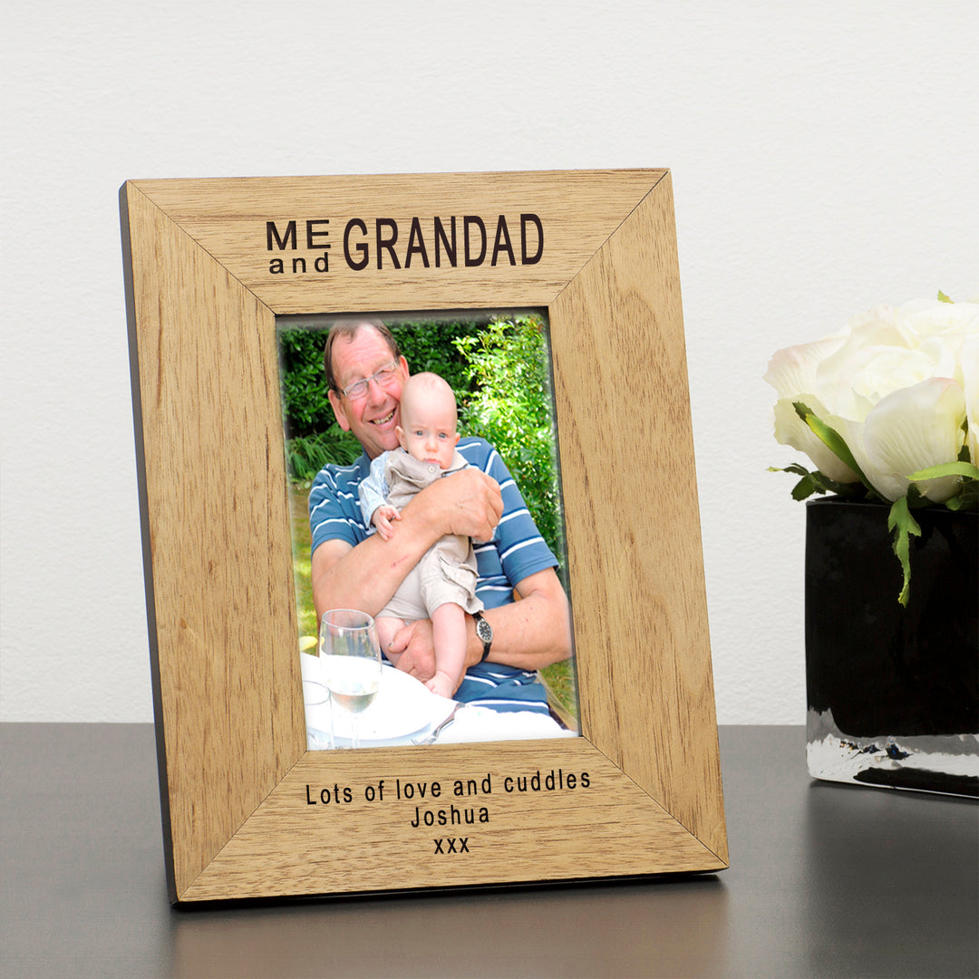 Personalised Me and Grandad Oak Finish Photo Frame 6x4