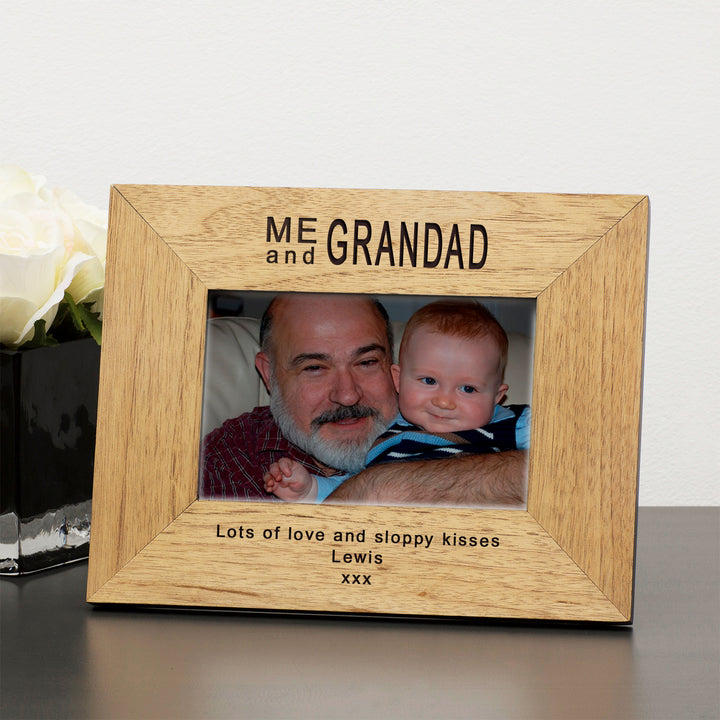 Personalised Me and Grandad Oak Finish Photo Frame 6x4
