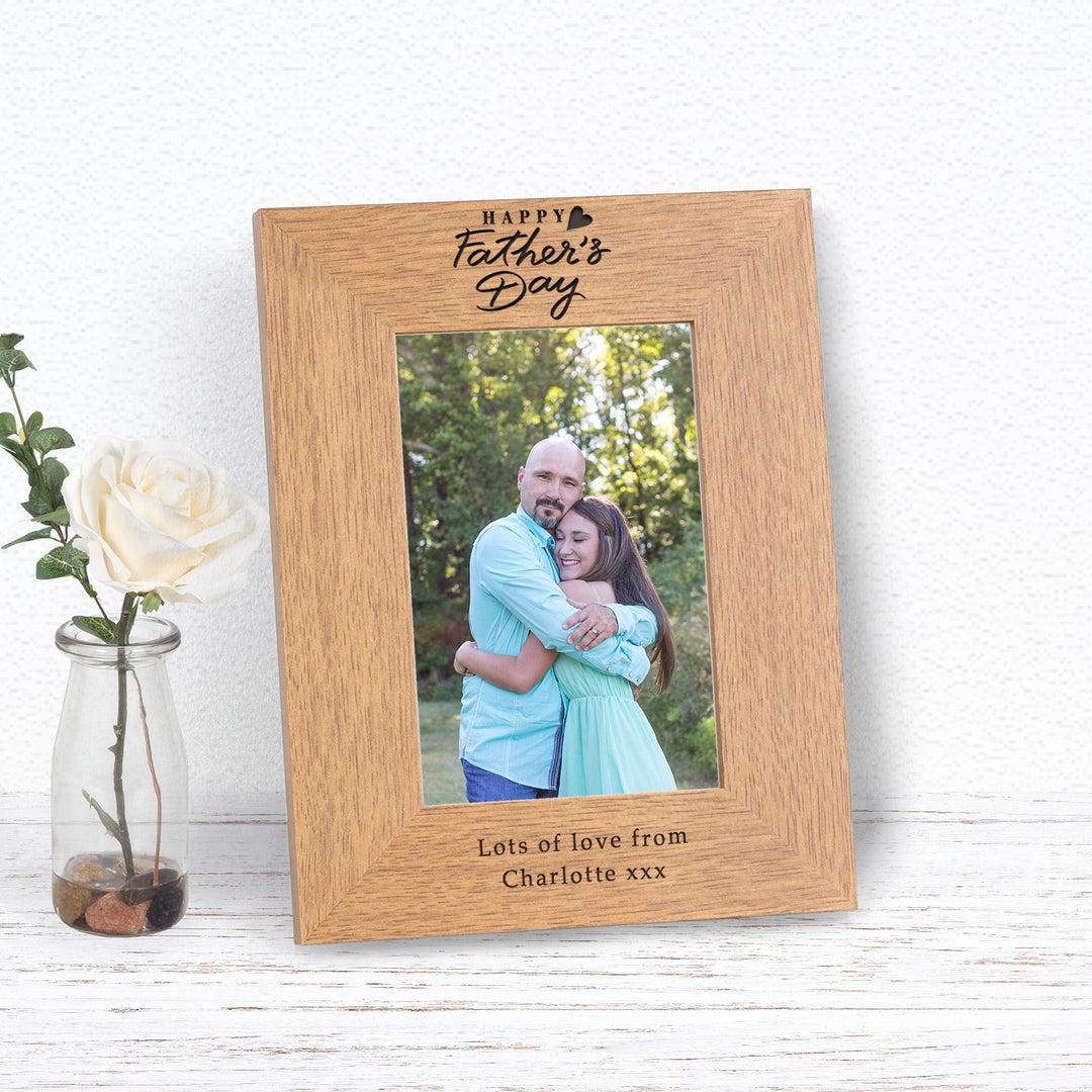 Personalised Happy Father’s Day Wooden Photo Frame 6x4