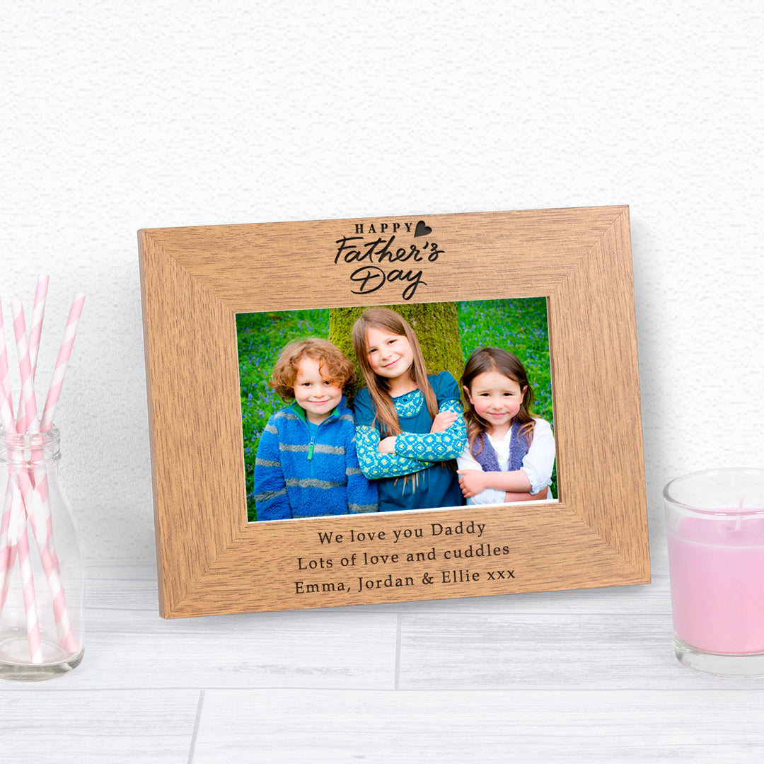 Personalised Happy Father’s Day Wooden Photo Frame 6x4