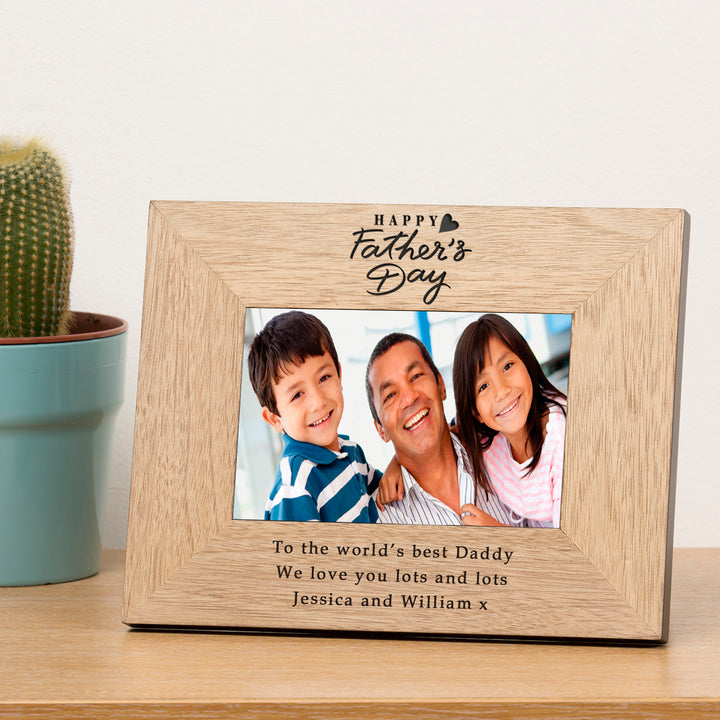 Personalised Happy Father’s Day Wooden Photo Frame 6x4