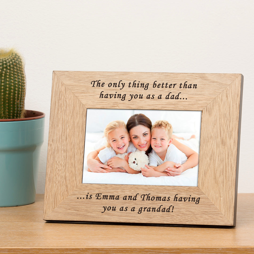 Personalised Grandad Oak Finish Photo Frame 7x5