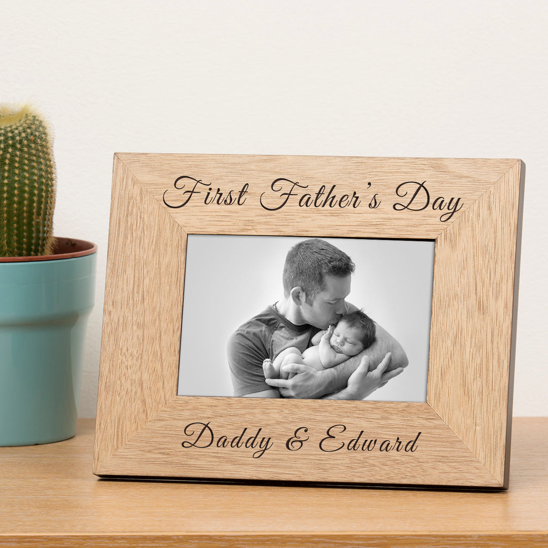 Personalised First Father’s Day Wooden Photo Frame 6x4