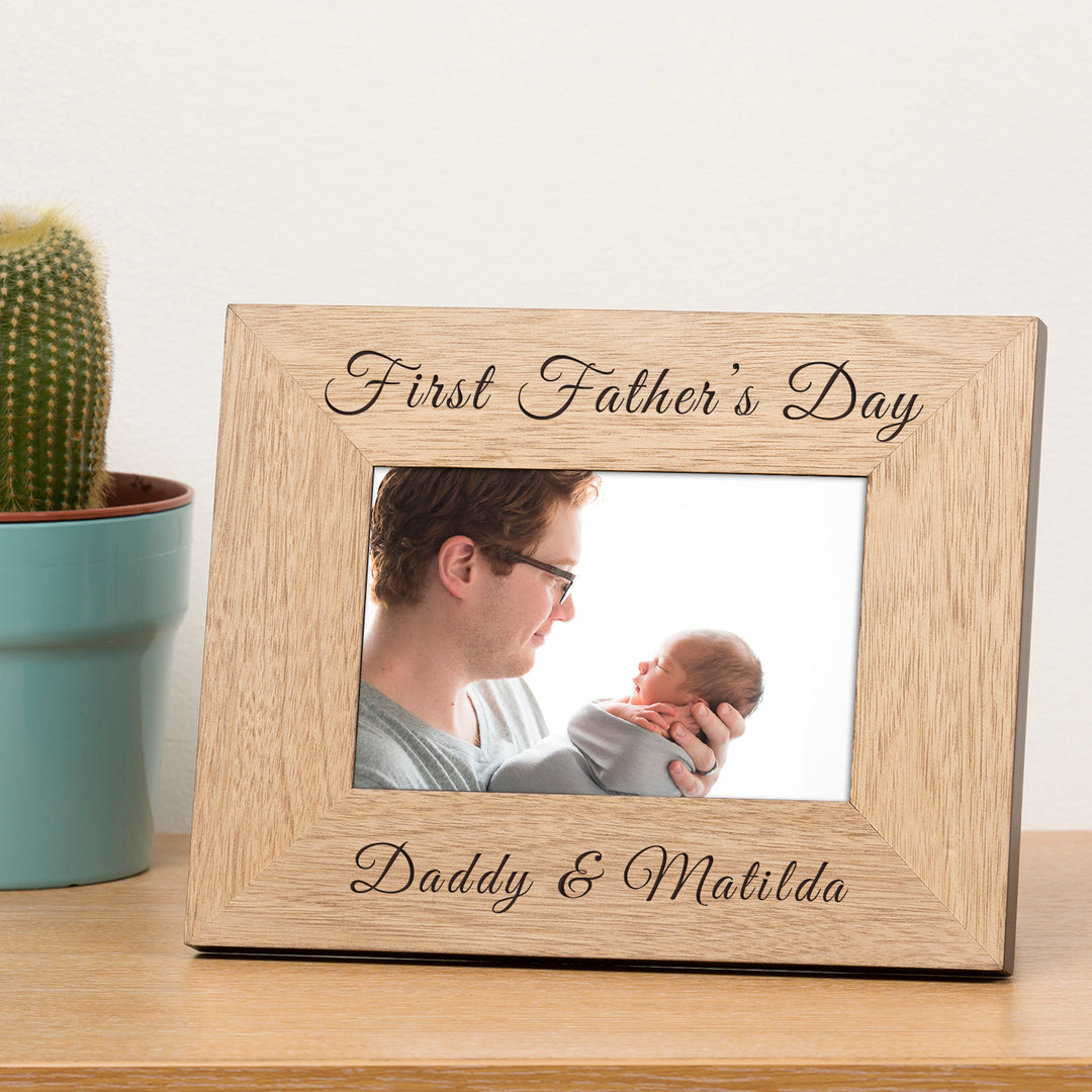 Personalised First Father’s Day Wooden Photo Frame 6x4