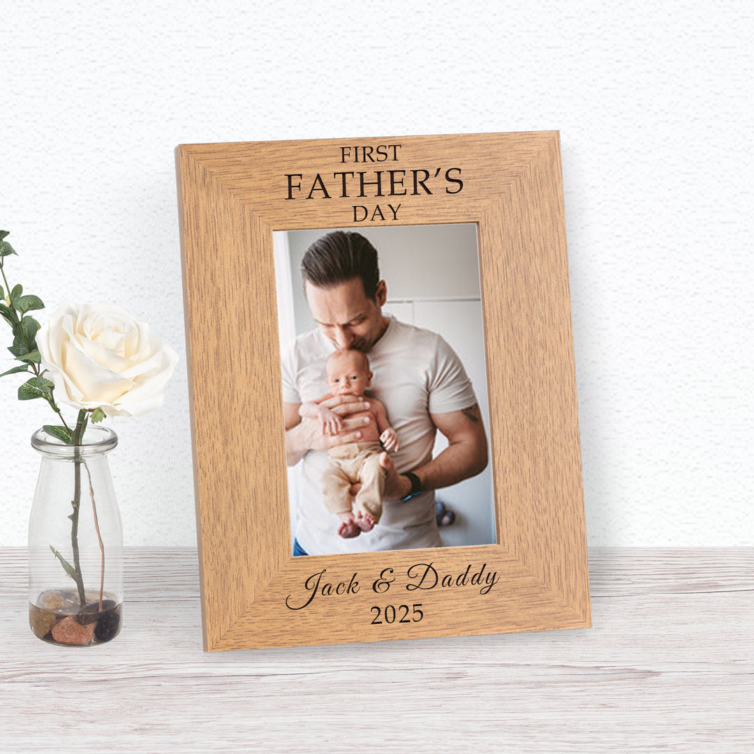 Personalised First Father’s Day Wood Photo Frame 6x4