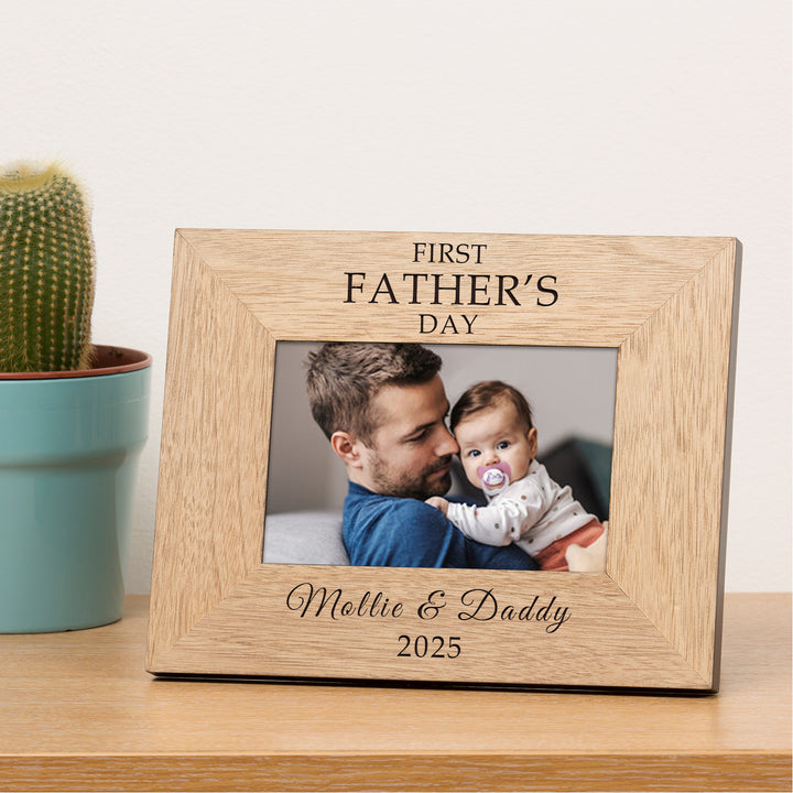 Personalised First Father’s Day Wood Photo Frame 6x4