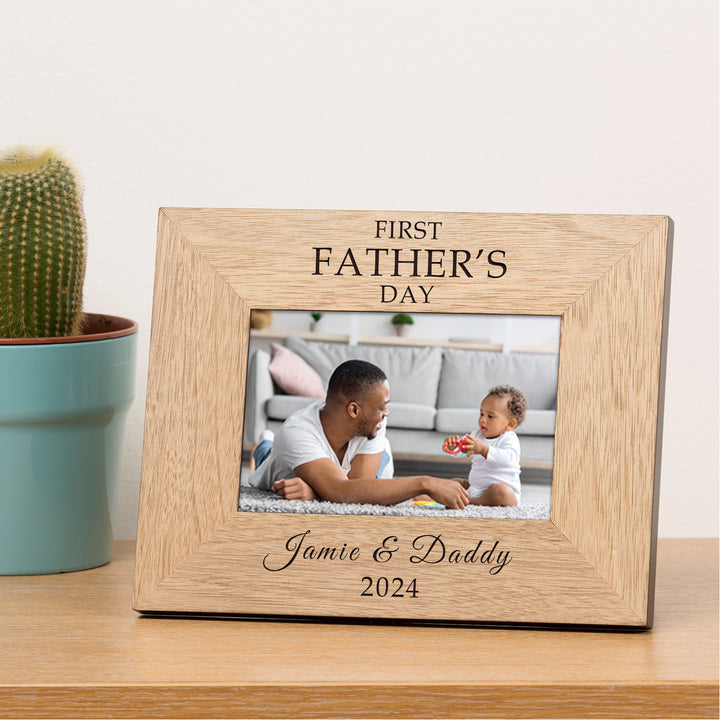 Personalised First Father’s Day Wood Photo Frame 6x4
