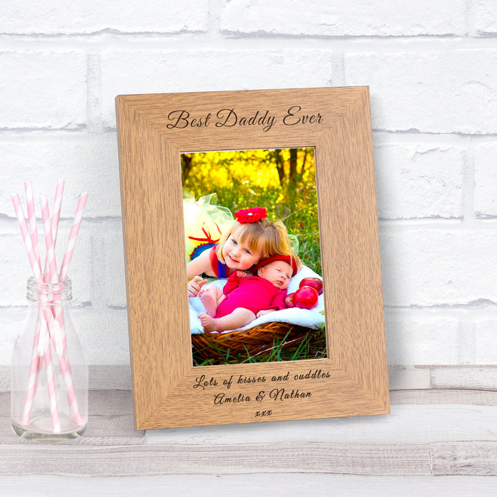 Personalised Best Daddy Ever Wooden Photo Frame 6x4