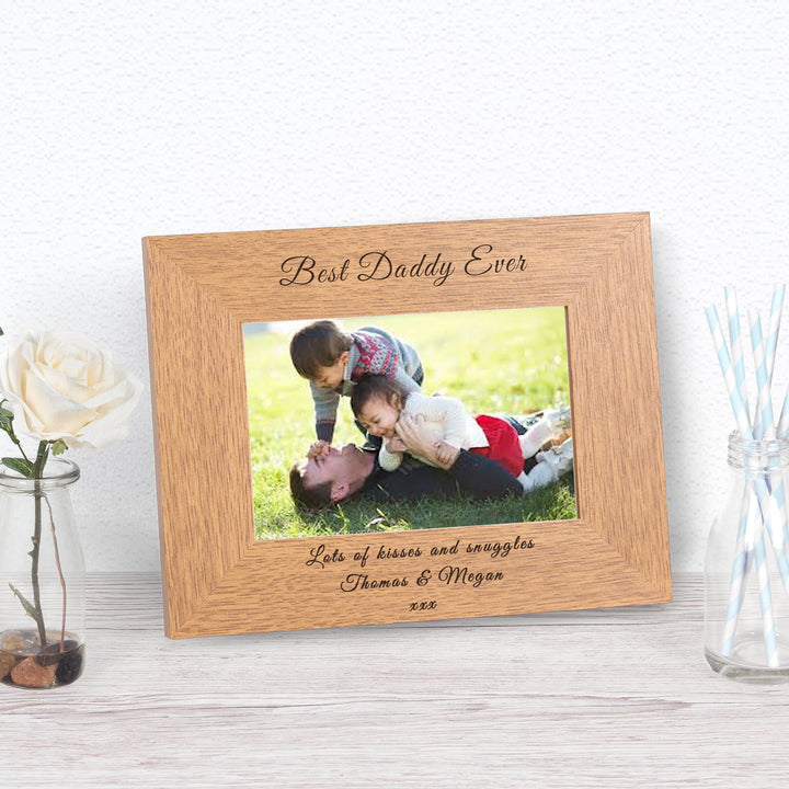Personalised Best Daddy Ever Wooden Photo Frame 6x4