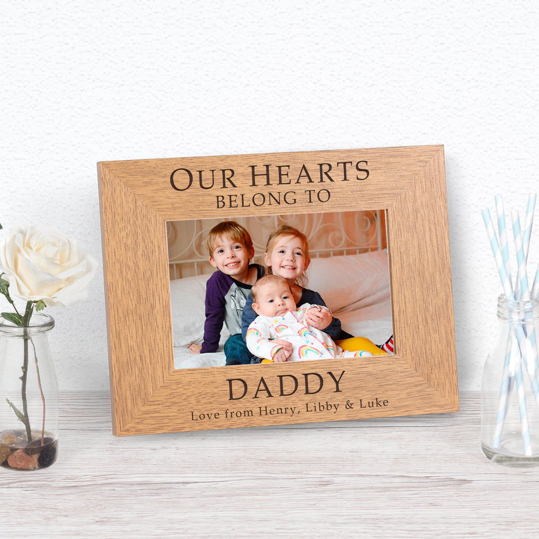 Personalised Our Hearts Belong to Daddy Photo Frame 7x5
