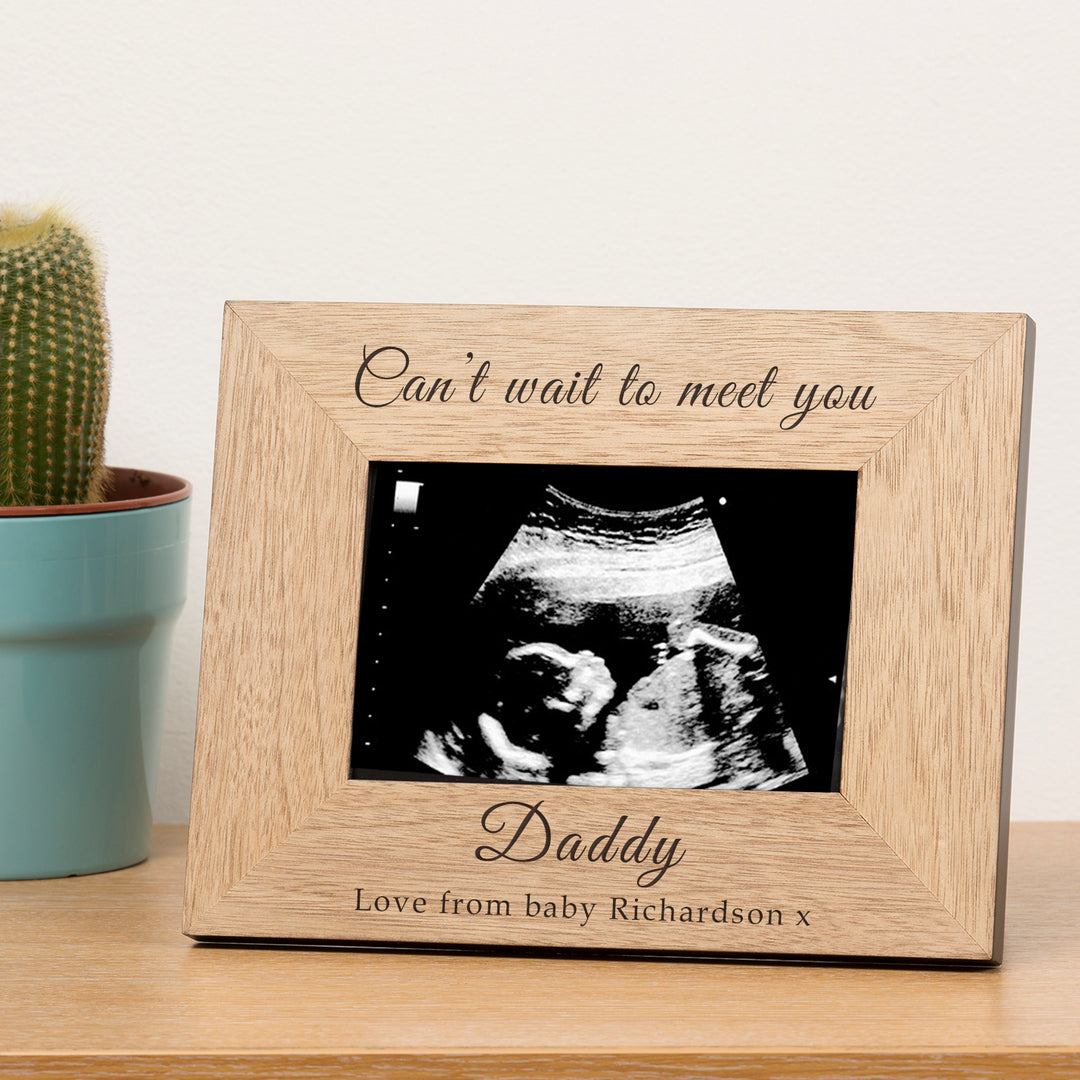 Personalised Baby Scan Wood Photo Frame 7x5