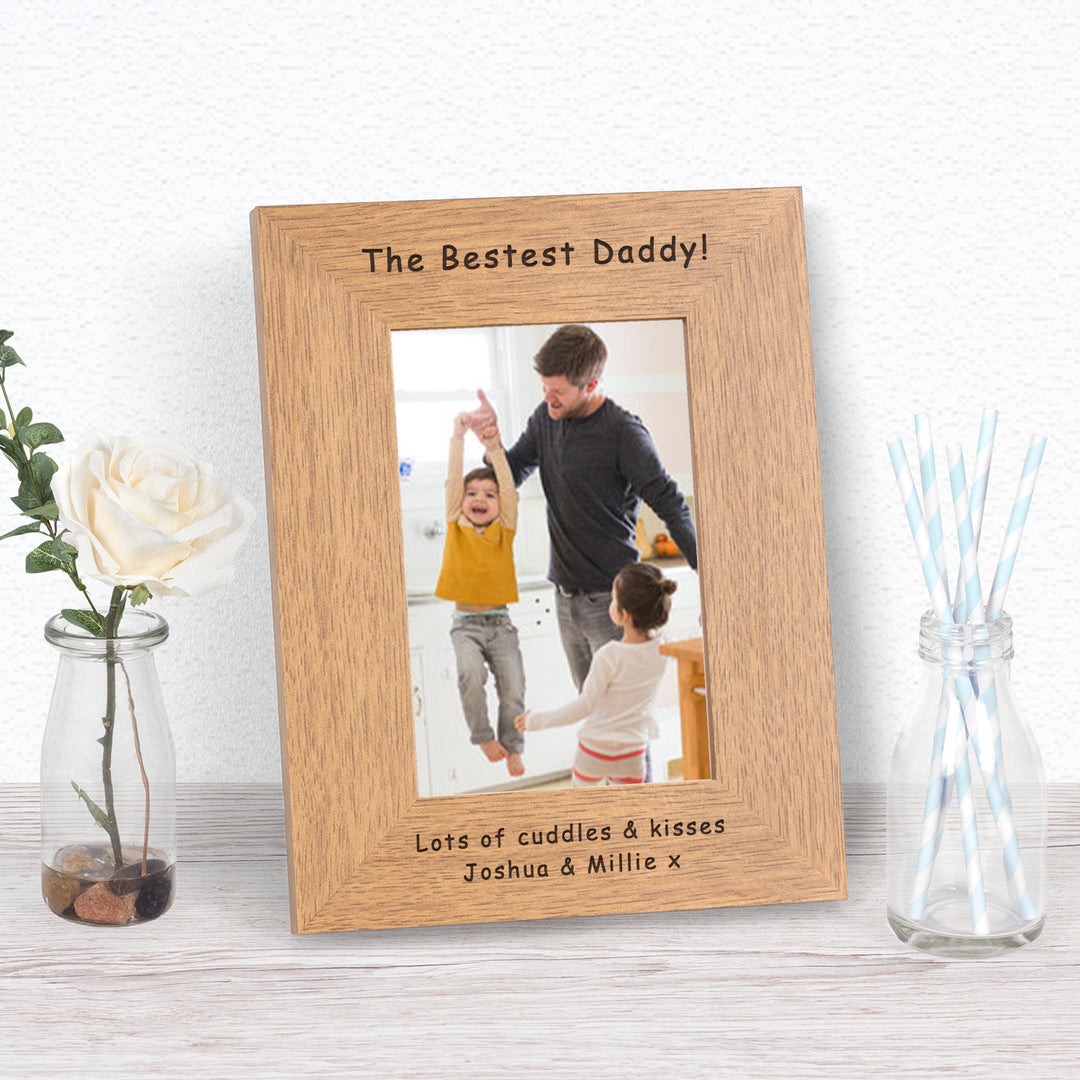 Personalised Bestest Daddy Wood Photo Frame 7x5
