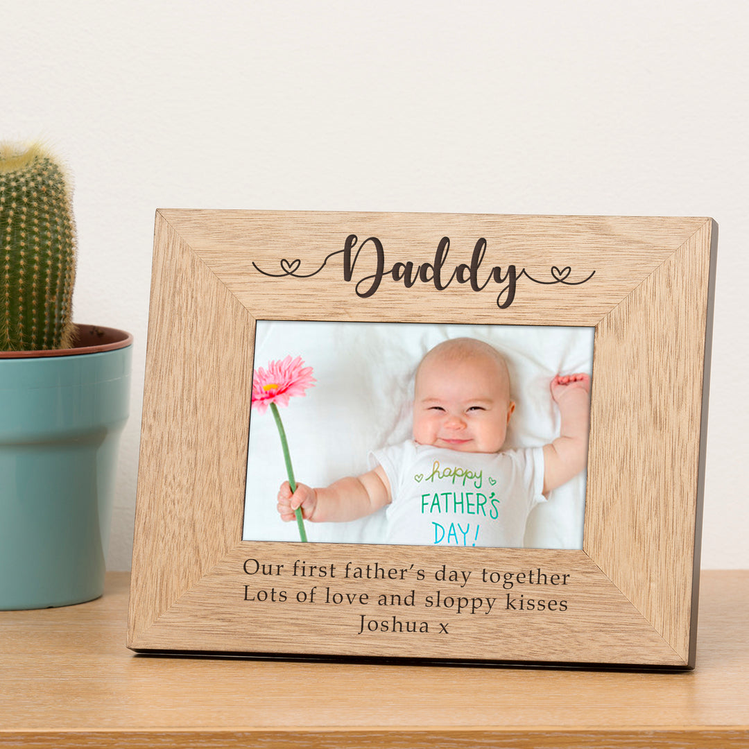 Personalised Daddy Oak Veneer Photo Frame 6x4