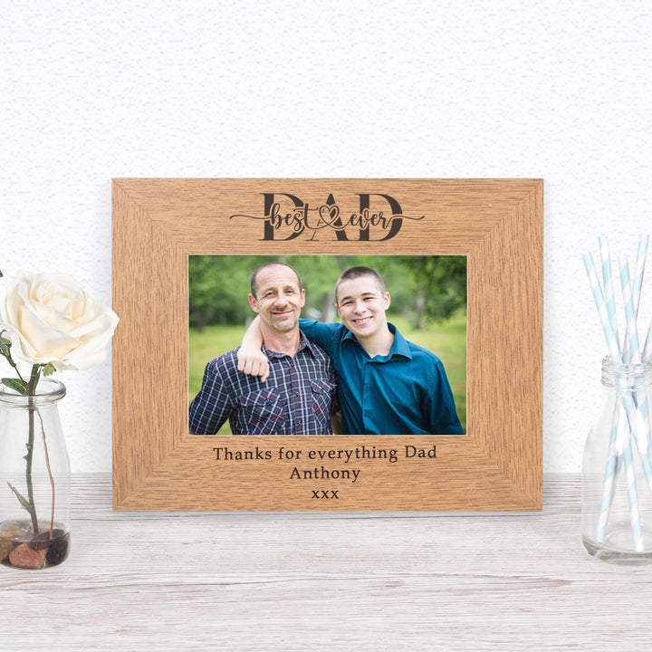 Personalised Best Ever Dad or Daddy Oak Photo Frame 6x4