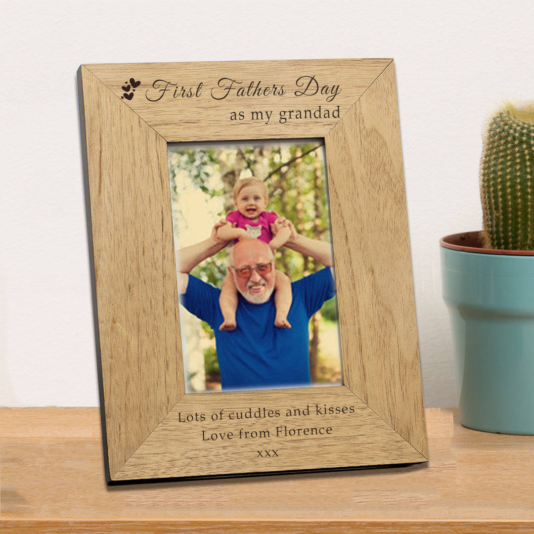 Personalised First Father’s Day Oak Veneer Photo Frame 6x4