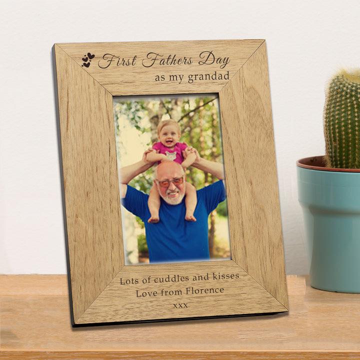Personalised First Father’s Day Oak Veneer Photo Frame 6x4