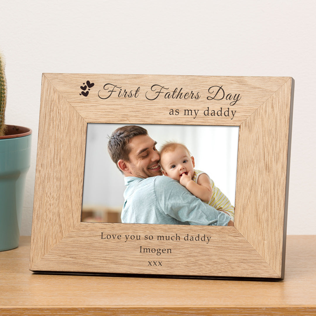 Personalised First Father’s Day Oak Veneer Photo Frame 6x4