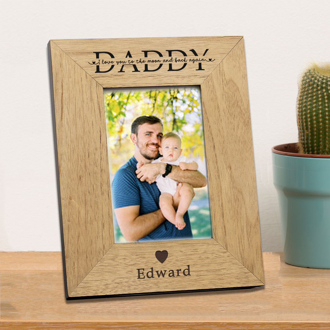 Personalised Daddy Love You to the Moon Wooden Photo Frame 7x5