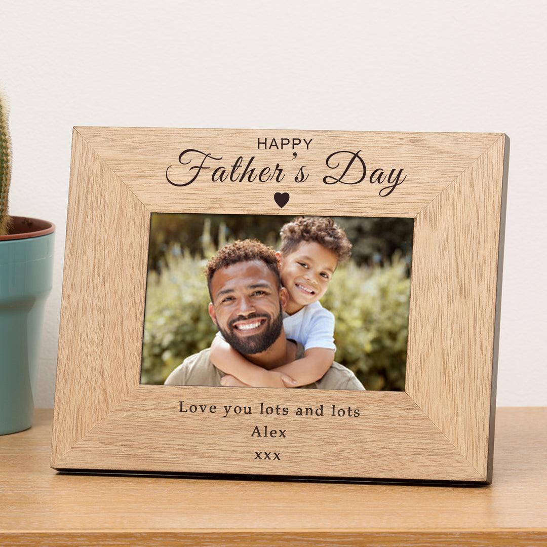 Personalised Happy Father’s Day Oak Veneer Photo Frame 7x5