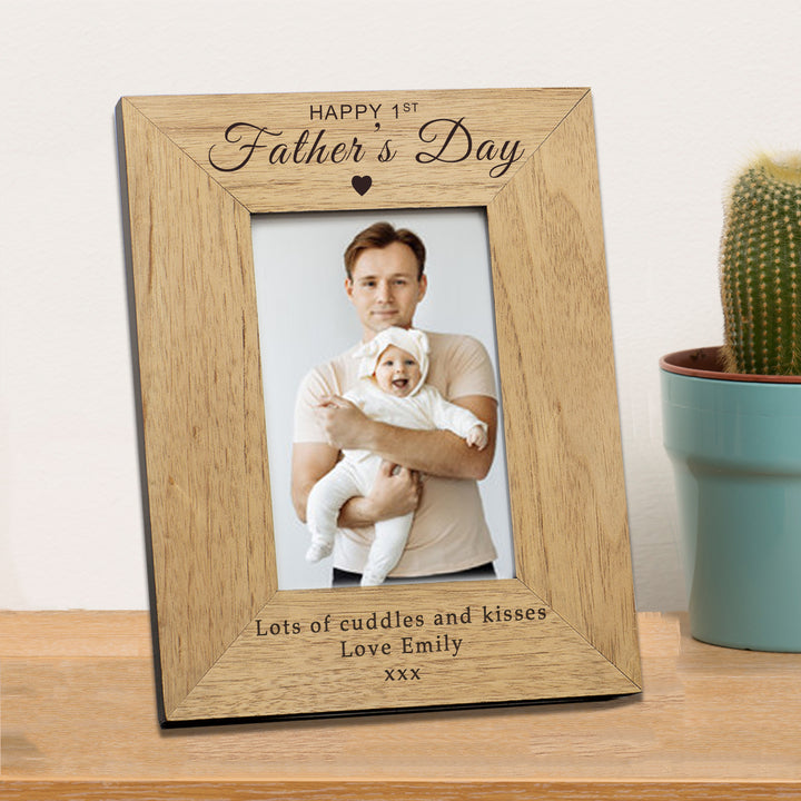 Personalised 1st Father’s Day Oak Veneer Photo Frame 6x4