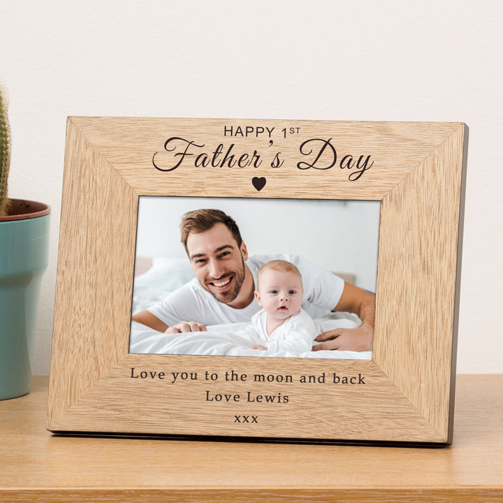 Personalised 1st Father’s Day Oak Veneer Photo Frame 6x4