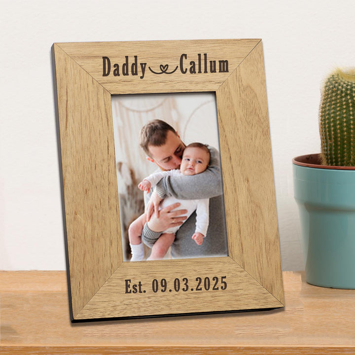 Personalised Daddy &amp; Baby Oak Veneer Photo Frame 6x4