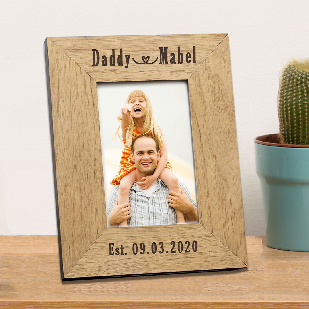 Personalised Daddy &amp; Baby Oak Veneer Photo Frame 6x4
