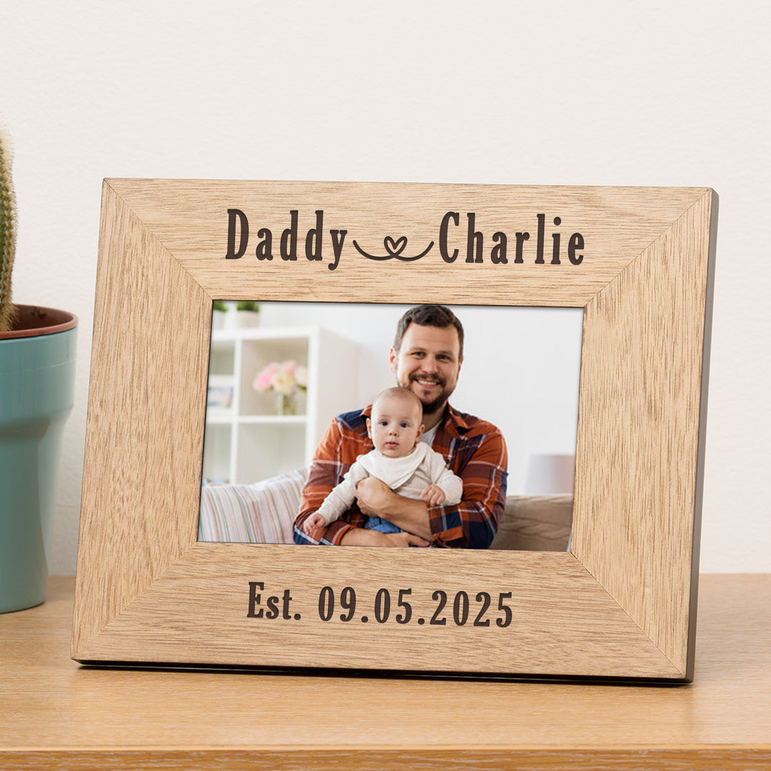 Personalised Daddy &amp; Baby Oak Veneer Photo Frame 6x4