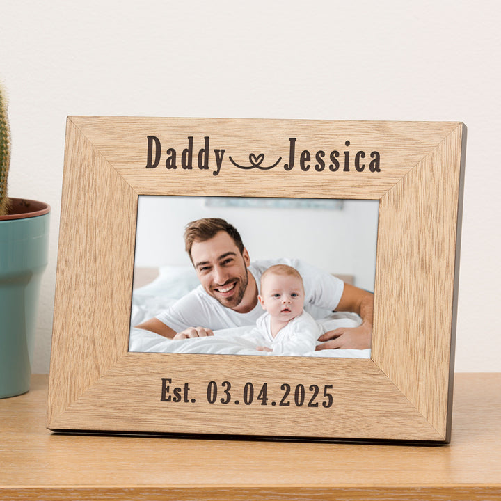 Personalised Daddy &amp; Baby Oak Veneer Photo Frame 6x4