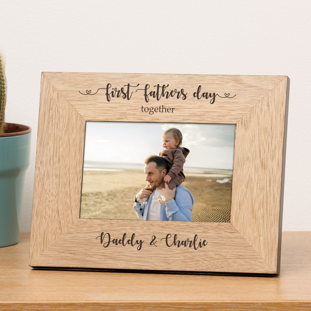 Personalised First Father’s Day Together Oak Photo Frame 6x4