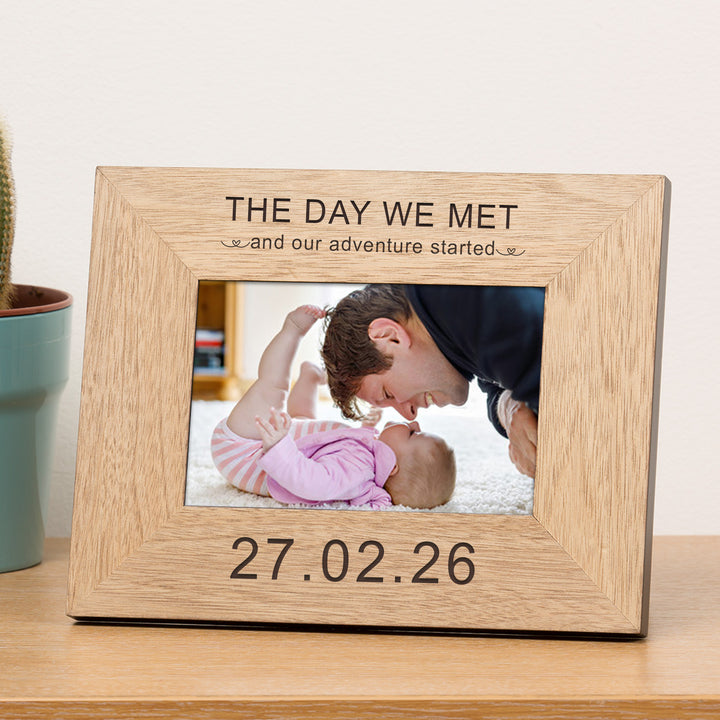 Personalised The Day We Met Oak Veneer Photo Frame 6x4