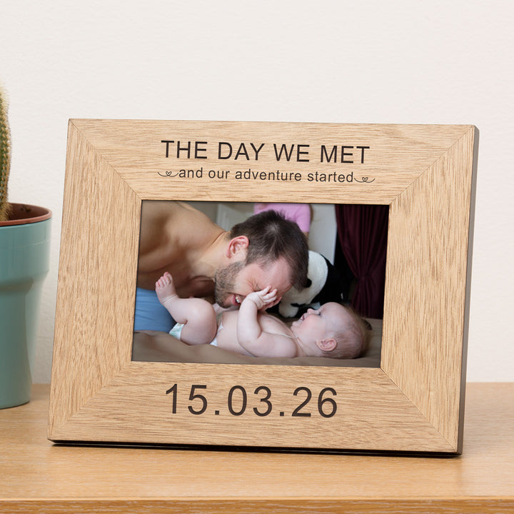 Personalised The Day We Met Oak Veneer Photo Frame 6x4
