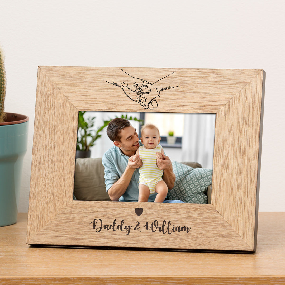 Personalised Holding Hands Oak Veneer Photo Frame 6x4