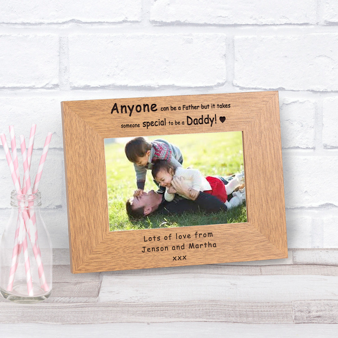 Personalised Father to Daddy Oak Finish Photo Frame 6x4