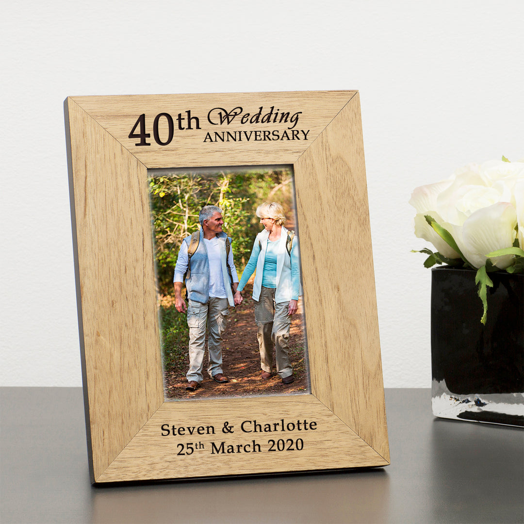 Personalised Wedding Anniversary Year Oak Photo Frame 6x4