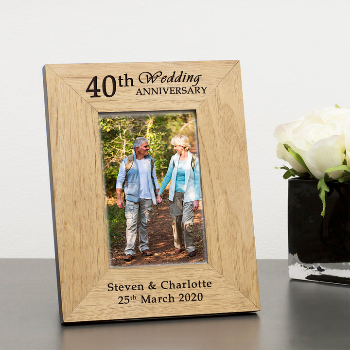 Personalised Wedding Anniversary Year Oak Photo Frame 6x4