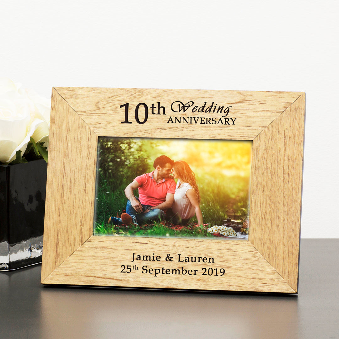 Personalised Wedding Anniversary Year Oak Photo Frame 6x4