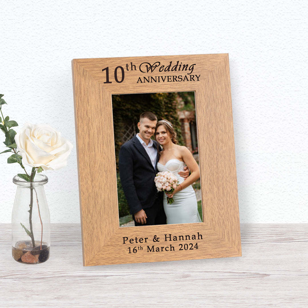 Personalised Wedding Anniversary Year Oak Photo Frame 6x4