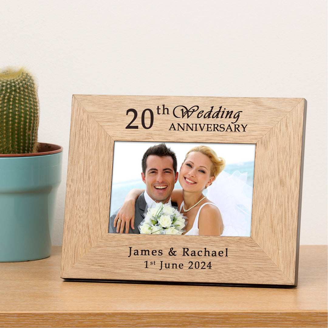 Personalised Wedding Anniversary Year Oak Photo Frame 6x4