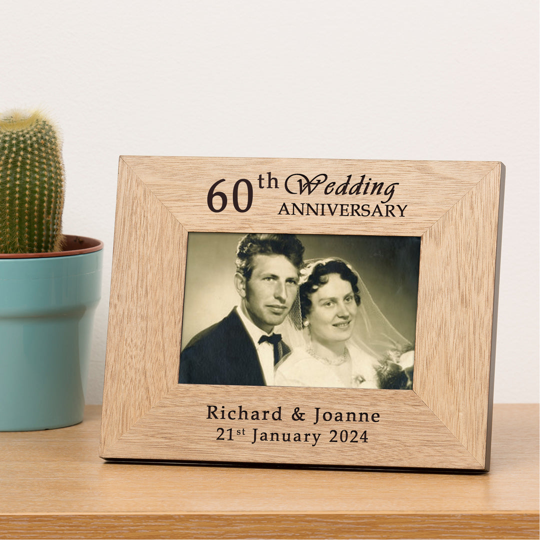 Personalised Wedding Anniversary Year Oak Photo Frame 6x4
