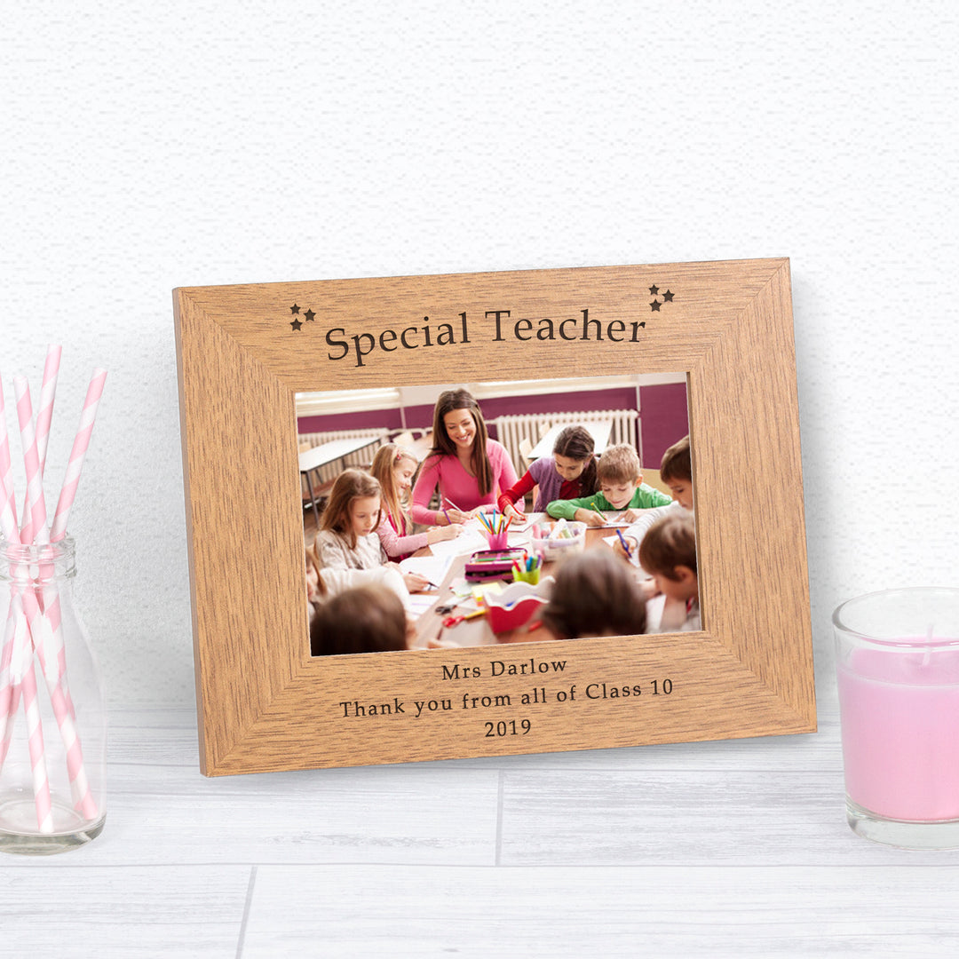 Personalised Special Teacher Oak Finish Photo Frame 6x4