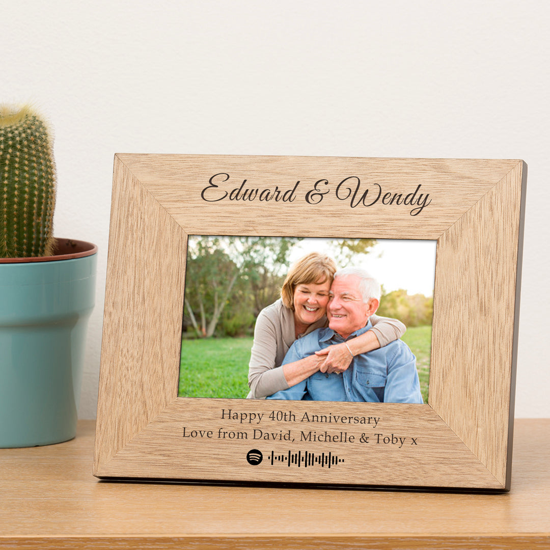 Personalised Our Song Spotify Code Oak Veneer Photo Frame 7x5