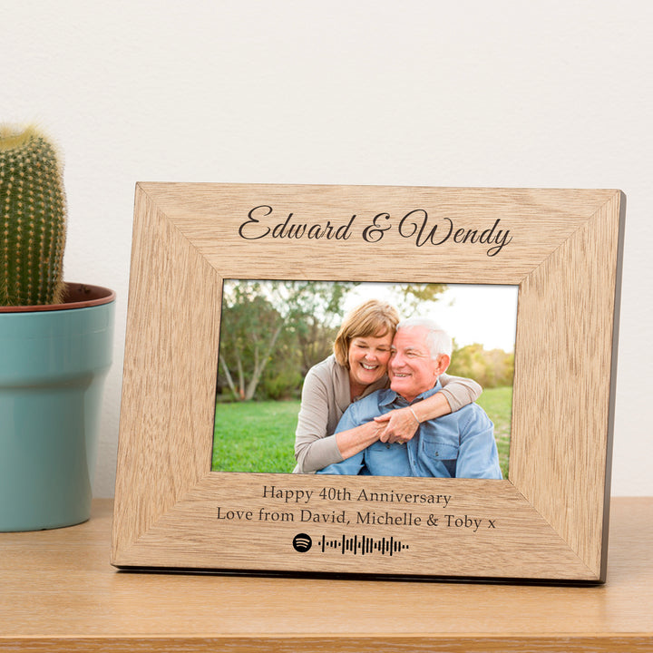 Personalised Our Song Spotify Code Oak Veneer Photo Frame 6x4