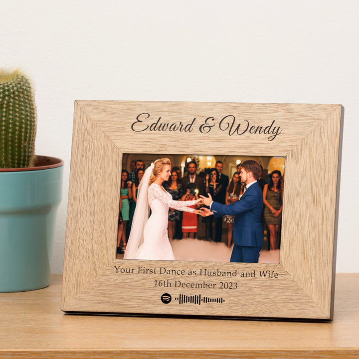 Personalised Our Song Spotify Code Oak Veneer Photo Frame 6x4