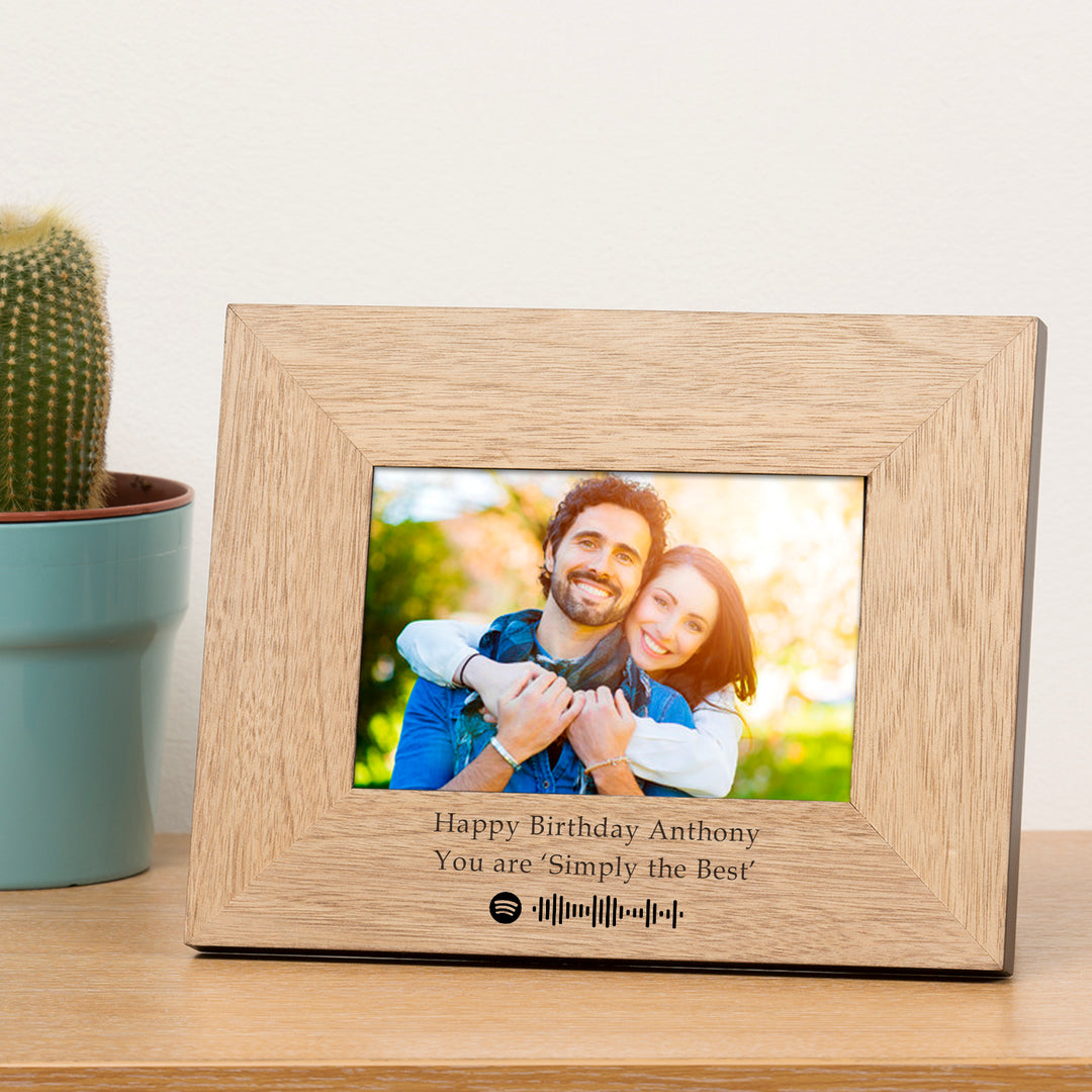 Personalised Spotify Song Code Oak Veneer Photo Frame 7x5