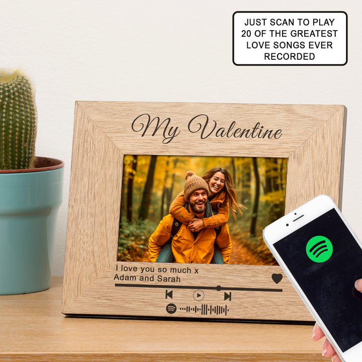 Personalised Love Songs Spotify Code 6x4 Oak Veneer Frame