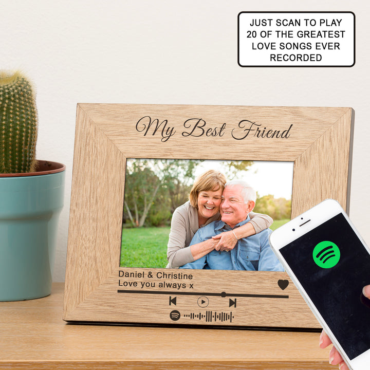 Personalised Love Songs Spotify Code 6x4 Oak Veneer Frame