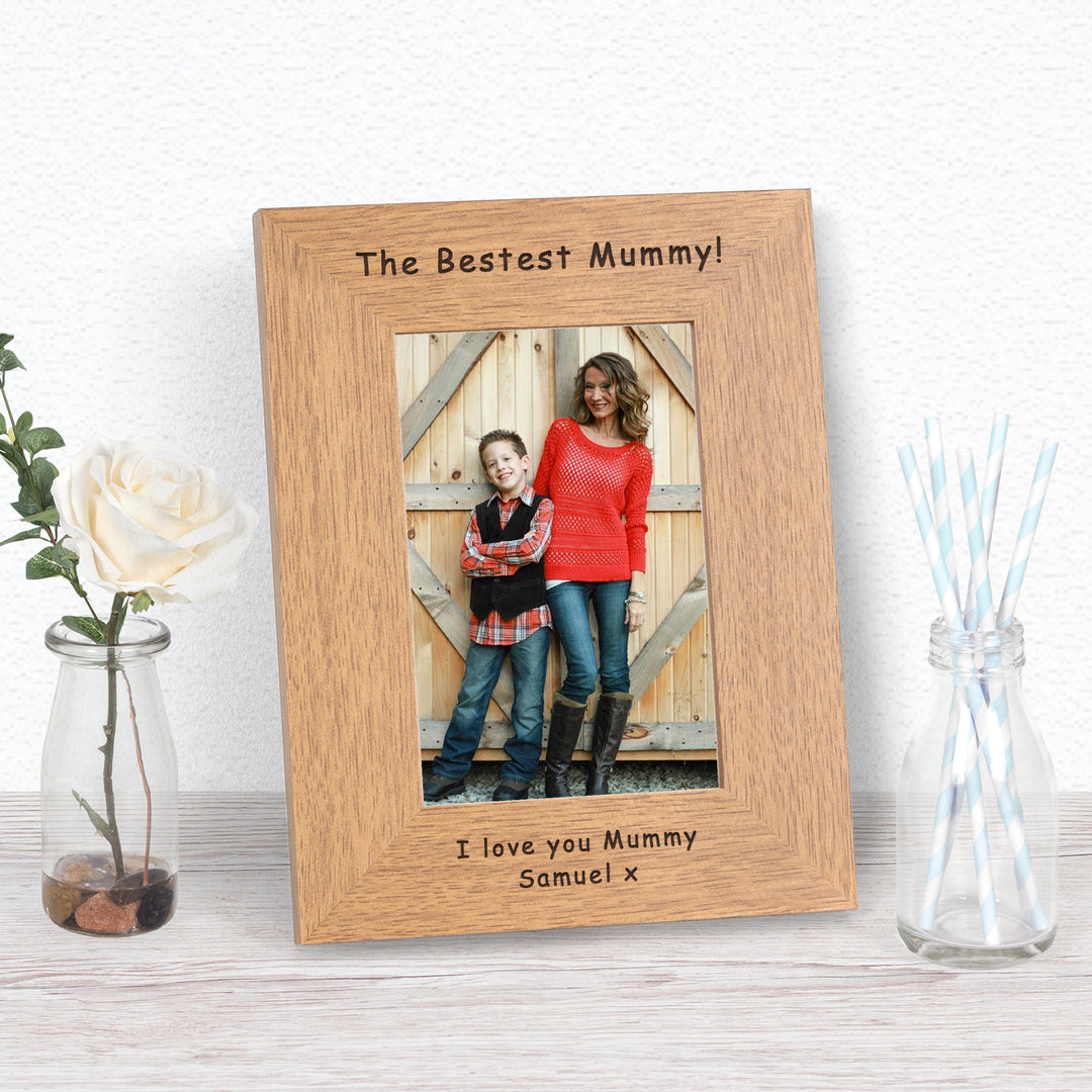 Personalised Bestest Mummy Wood Photo Frame 7x5