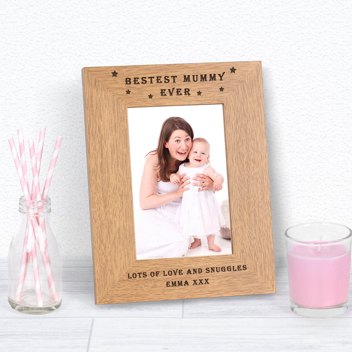 Personalised Bestest Mummy Ever Wooden Photo Frame 6x4