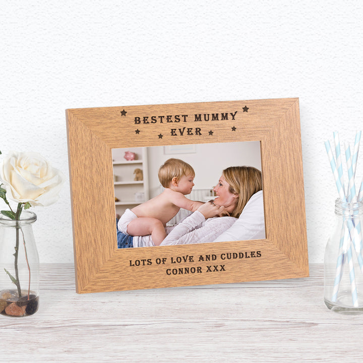 Personalised Bestest Mummy Ever Wooden Photo Frame 6x4